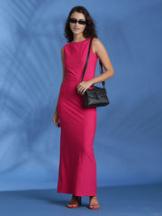 Stylecast X KOTTY Basics Pink Boat Neck Maxi Dress