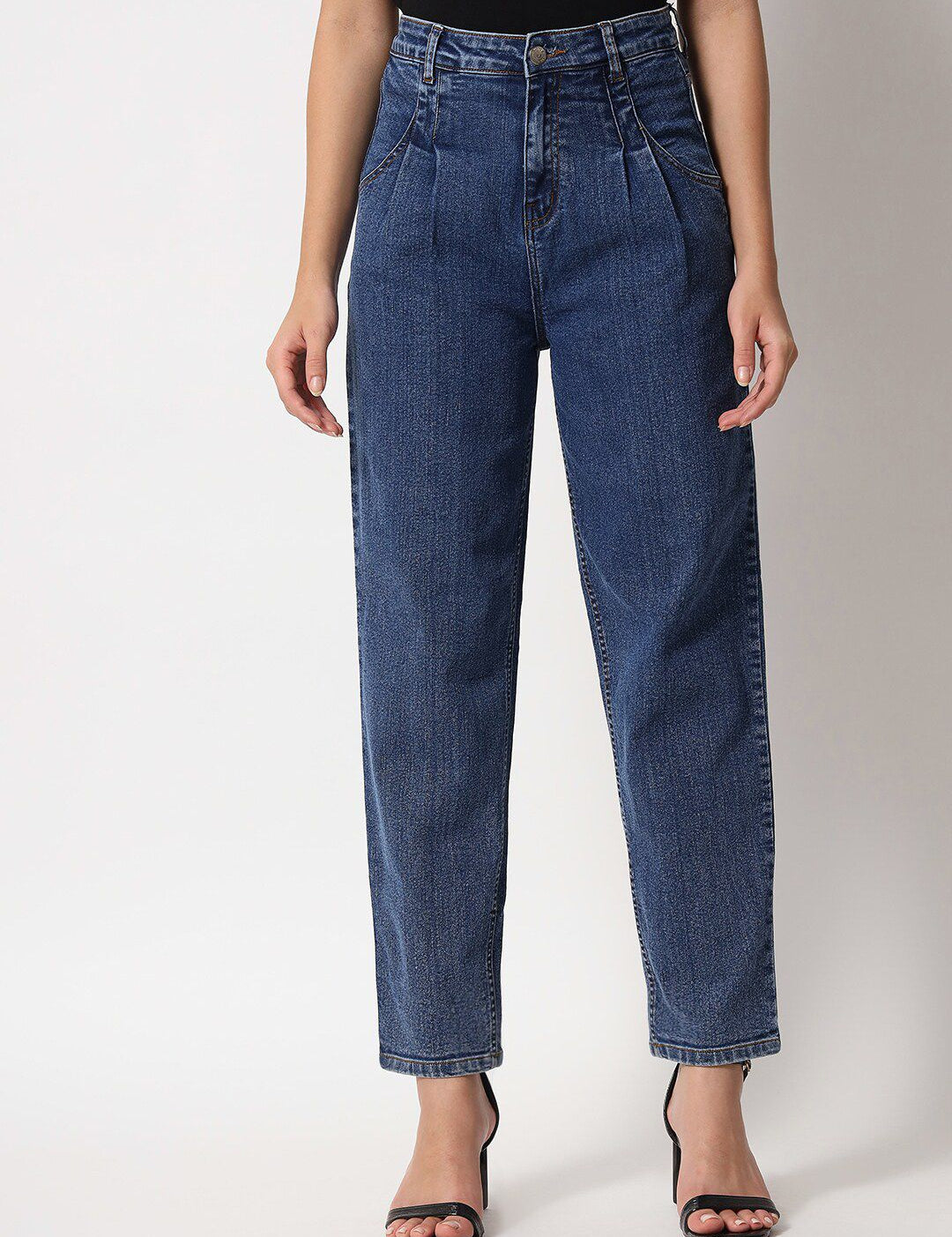 Kotty Women Blue Medium Shade Straight Fit Jeans