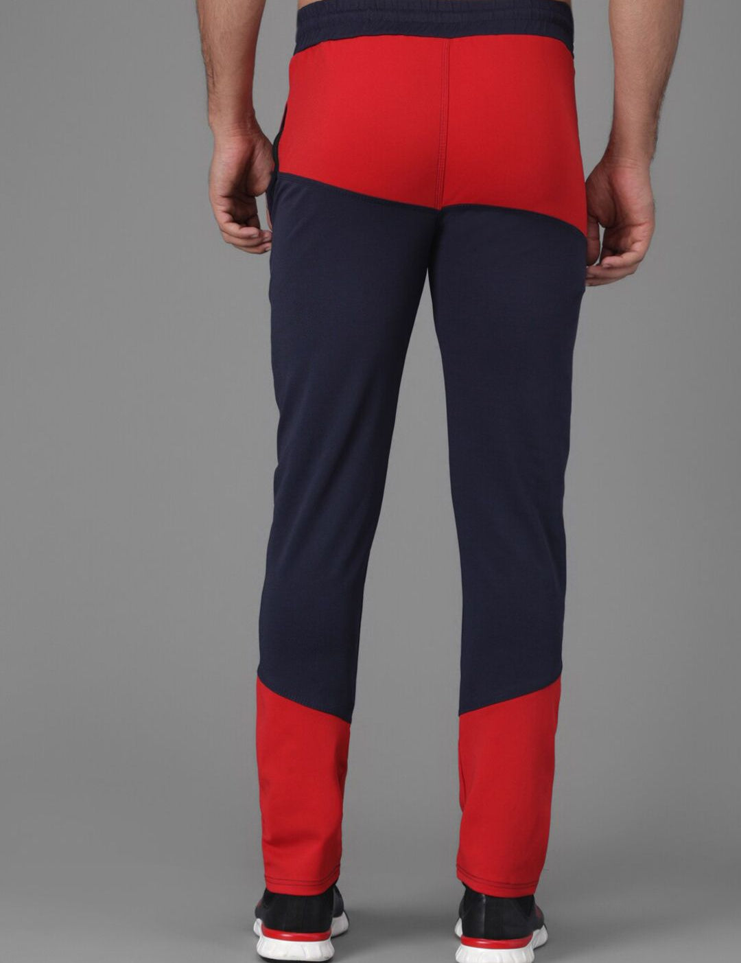 Kotty Men Navy Blue & Red Colourblocked Track Pants