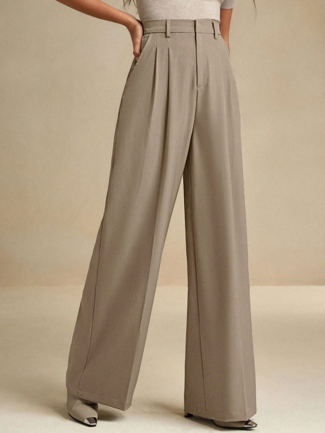 Kotty Women Relaxed Fit High-Rise Korean Pants Trousers