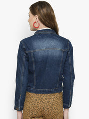 Kotty Women Blue Solid Denim Jacket