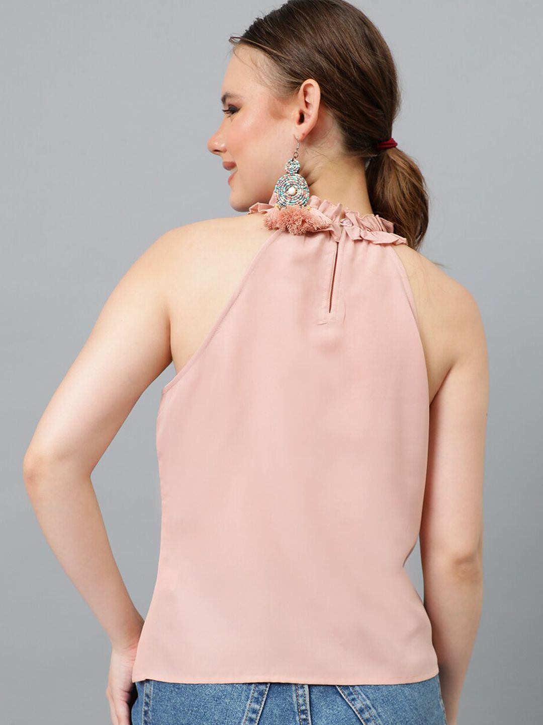 Kotty Pink Halter Neck Crepe Top