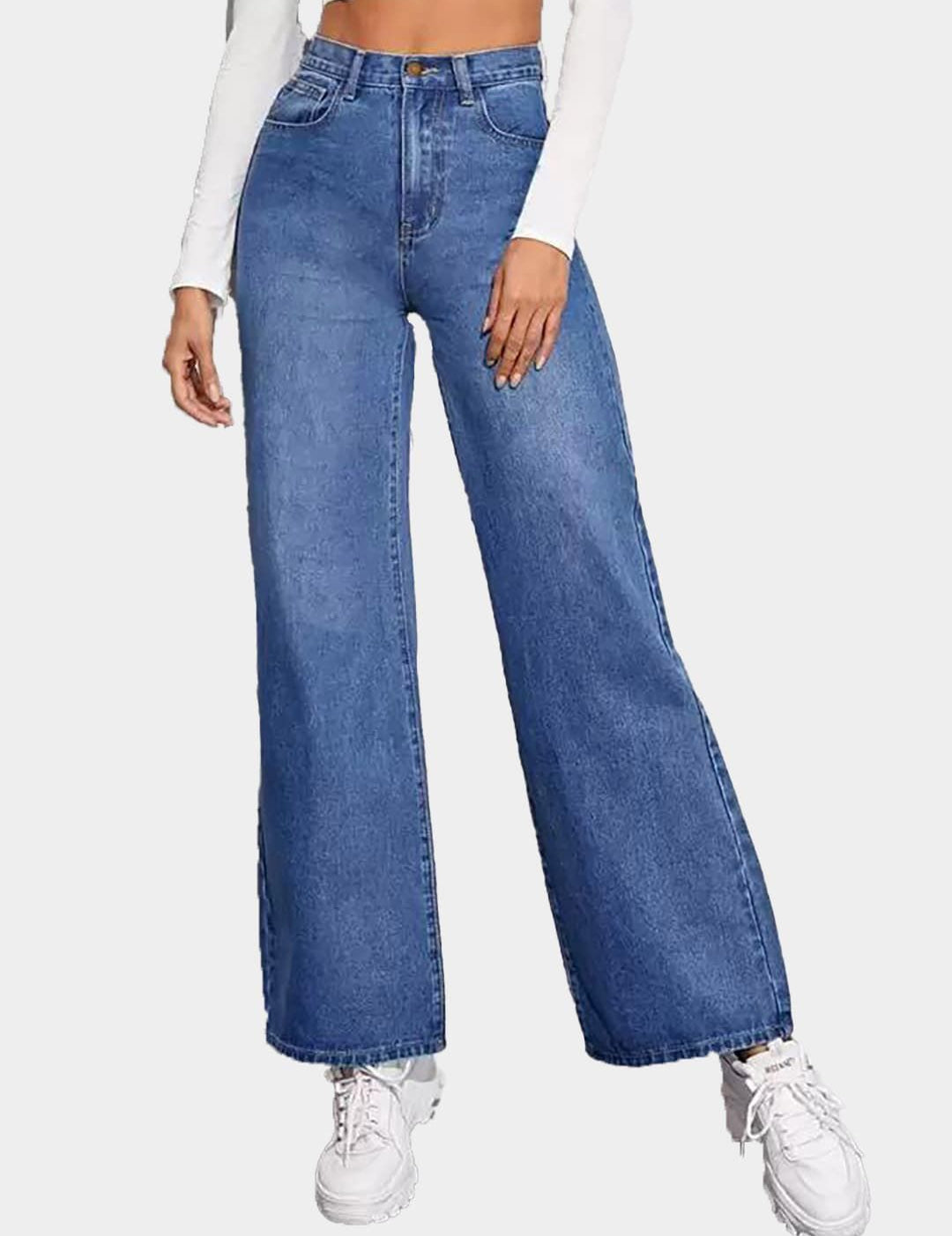 Kotty Women Blue Jean Straight Fit High-Rise Light Fade Stretchable Jeans