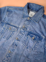 Kotty Blue Spread Collar Washed Denim Jacket