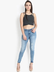 Kotty Women Blue Skinny Fit Mid-Rise Mildly Distressed Jeans