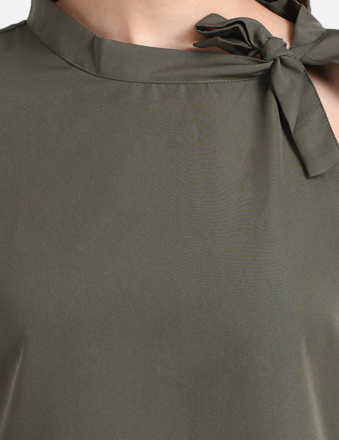 Kotty Women Green Solid Pure Cotton Top