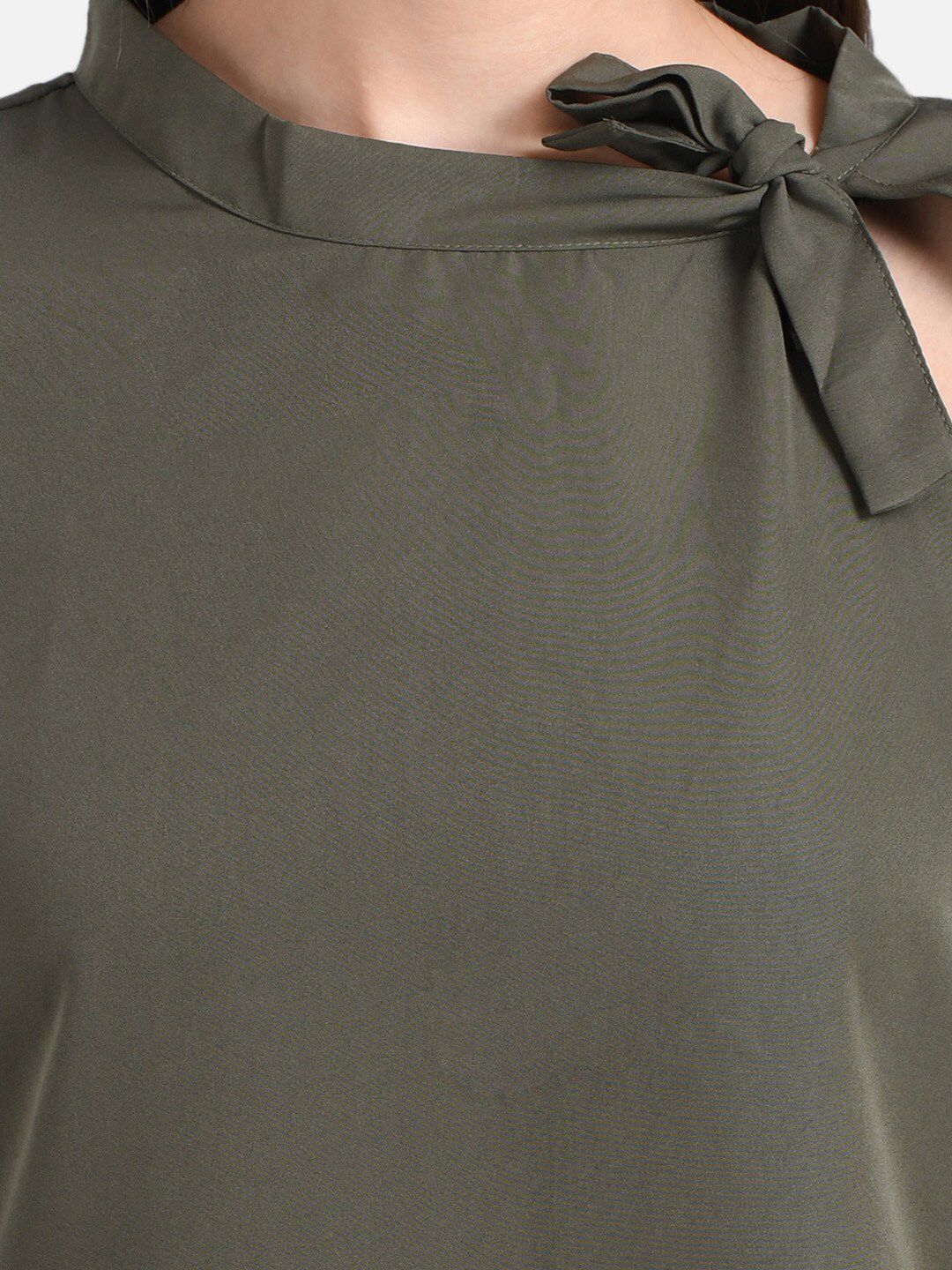 Kotty Women Green Solid Pure Cotton Top