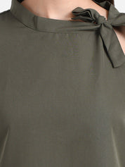 Kotty Women Green Solid Pure Cotton Top