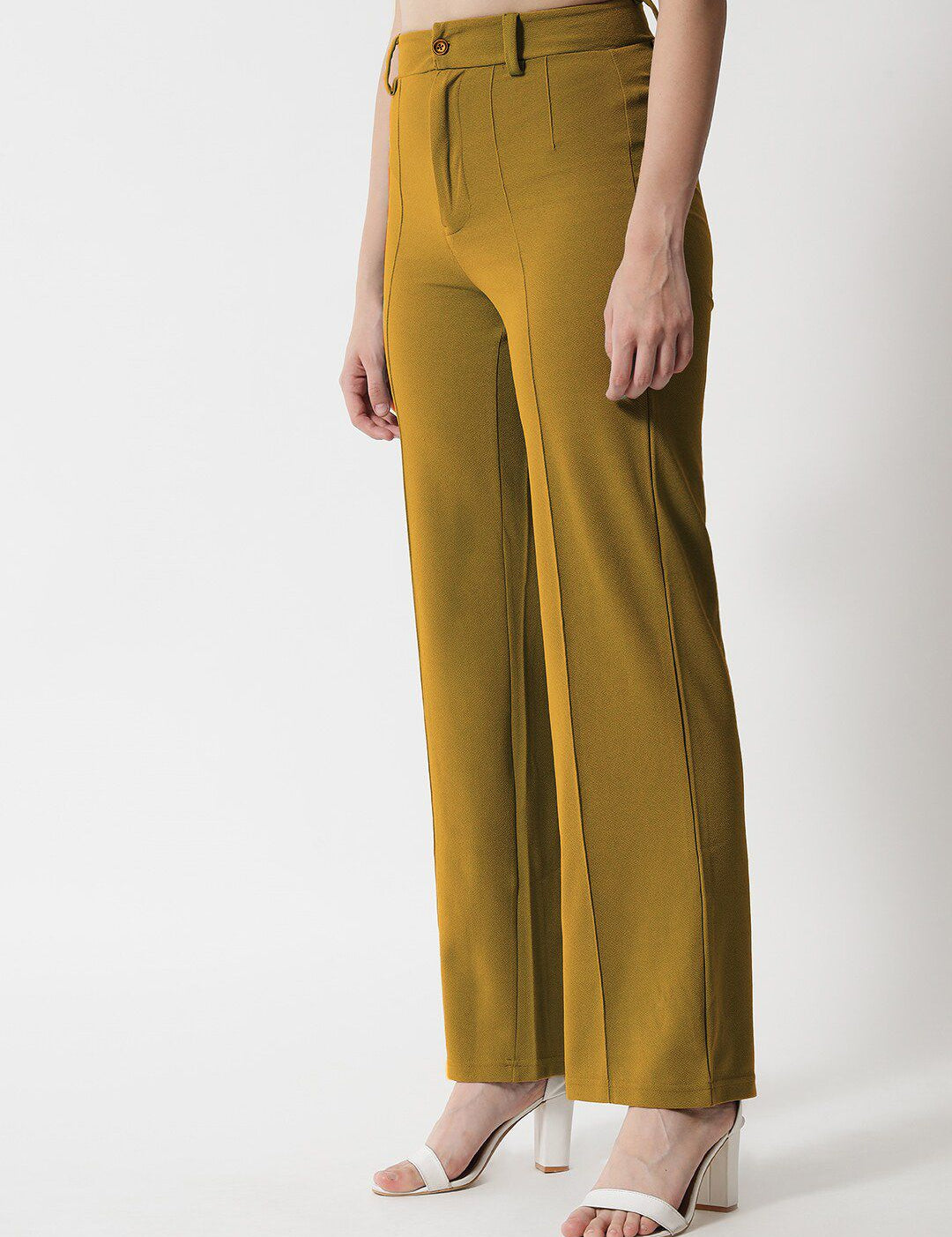 KOTTY BIZwear Women Brown Relaxed Straight Fit High-Rise Easy Wash Trousers