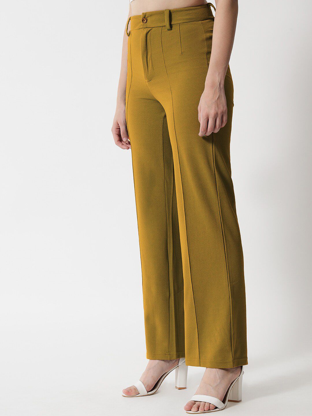 KOTTY BIZwear Women Brown Relaxed Straight Fit High-Rise Easy Wash Trousers