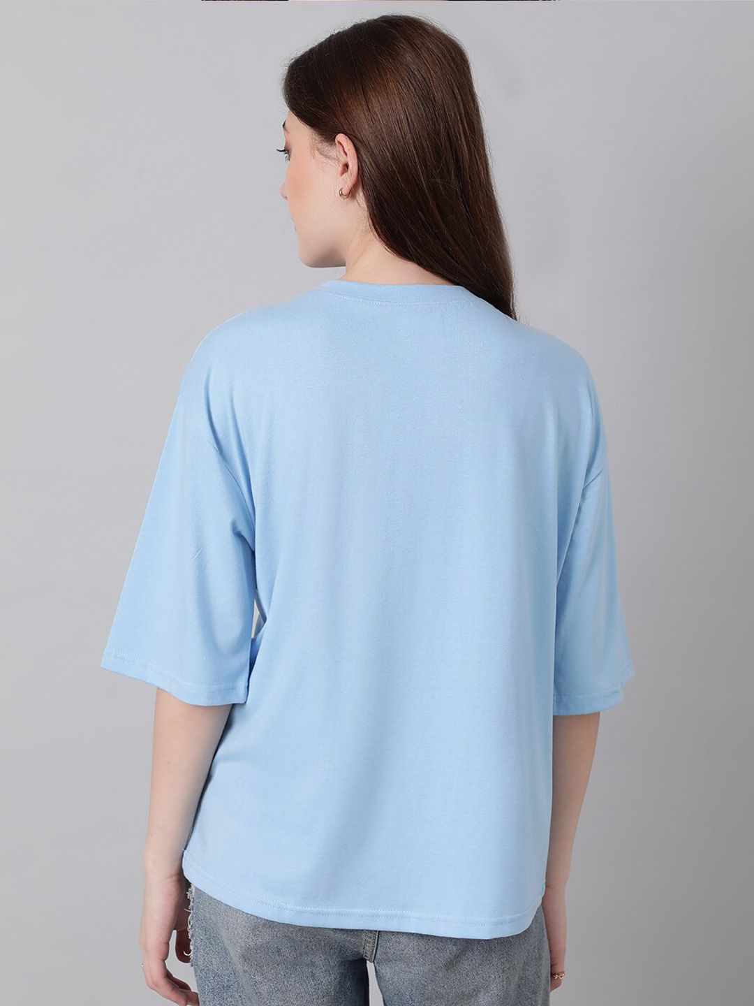 KOTTY Basics Typography Printed Drop-Shoulder Sleeves Oversized T-shirt