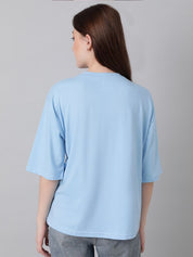 KOTTY Basics Typography Printed Drop-Shoulder Sleeves Oversized T-shirt