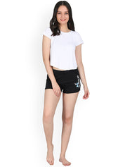 Kotty Women Black Solid Lounge Shorts KTTSLEEPSHORTS203