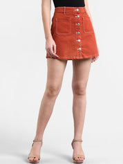 Kotty Orange Denim A-Line Mini Skirt