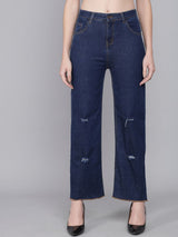 Kotty Women Straight Fit Low-Rise Slash Knee Stretchable Jeans