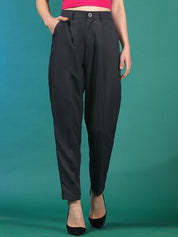 KOTTY BIZwear Women Relaxed High-Rise Easy Wash Peg Trousers