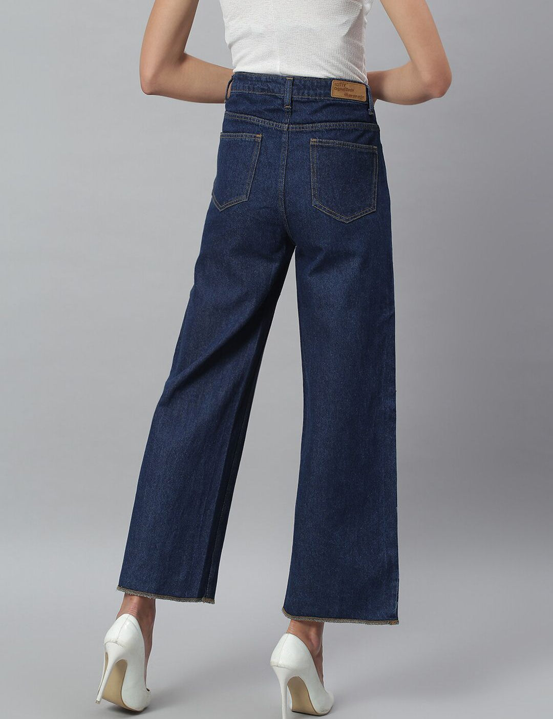 Kotty Women Navy Blue Flared High-Rise Stretchable Jeans