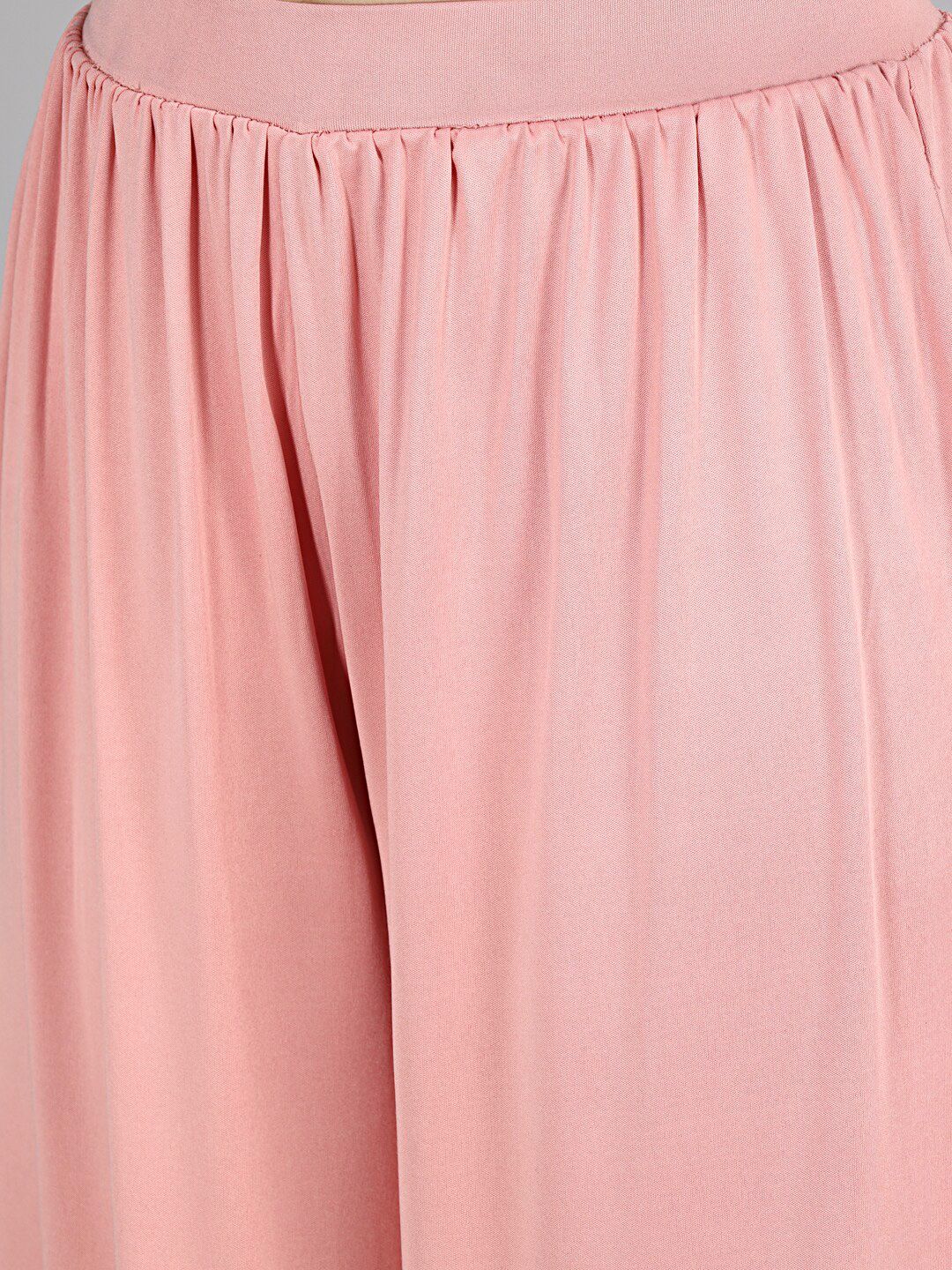 Kotty Women Pink Flared High-Rise Pleated Trousers