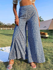 Kotty Women Multicoloured Floral Printed Relaxed Flared High-Rise Easy Wash Wide Leg Trousers