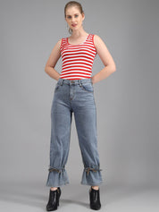 Kotty Women Blue Boyfriend Fit High-Rise Light Fade Stretchable Jeans