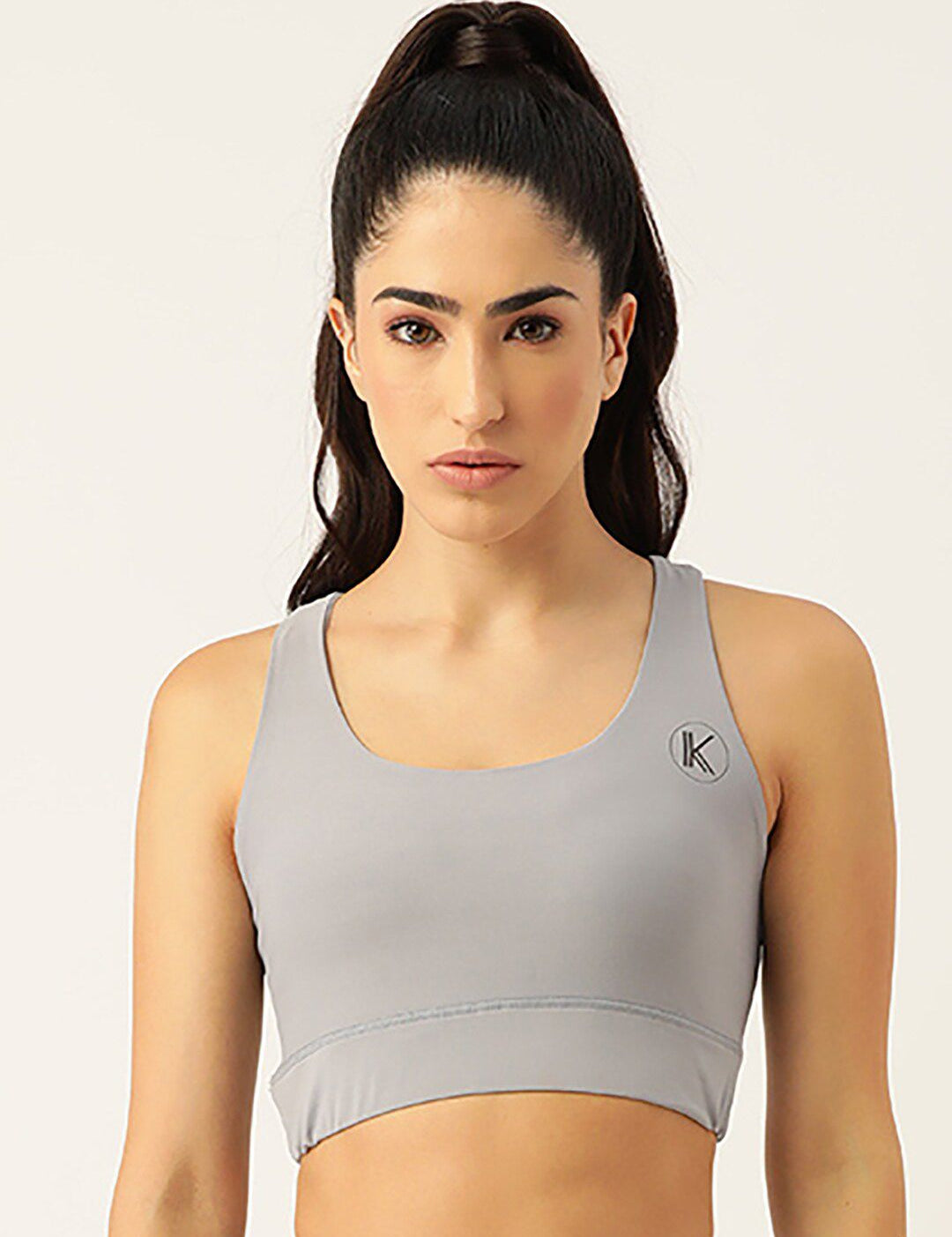Kotty Women Grey Melange Removable Padded Underwired Dry Fit All Day Comfort Sports Bra