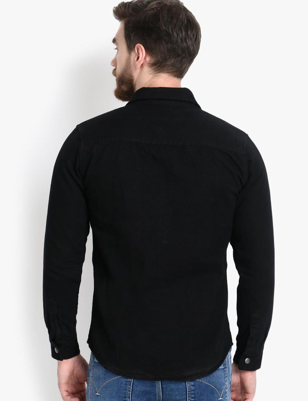 Kotty Men Black Solid Lightweight Denim Jacket