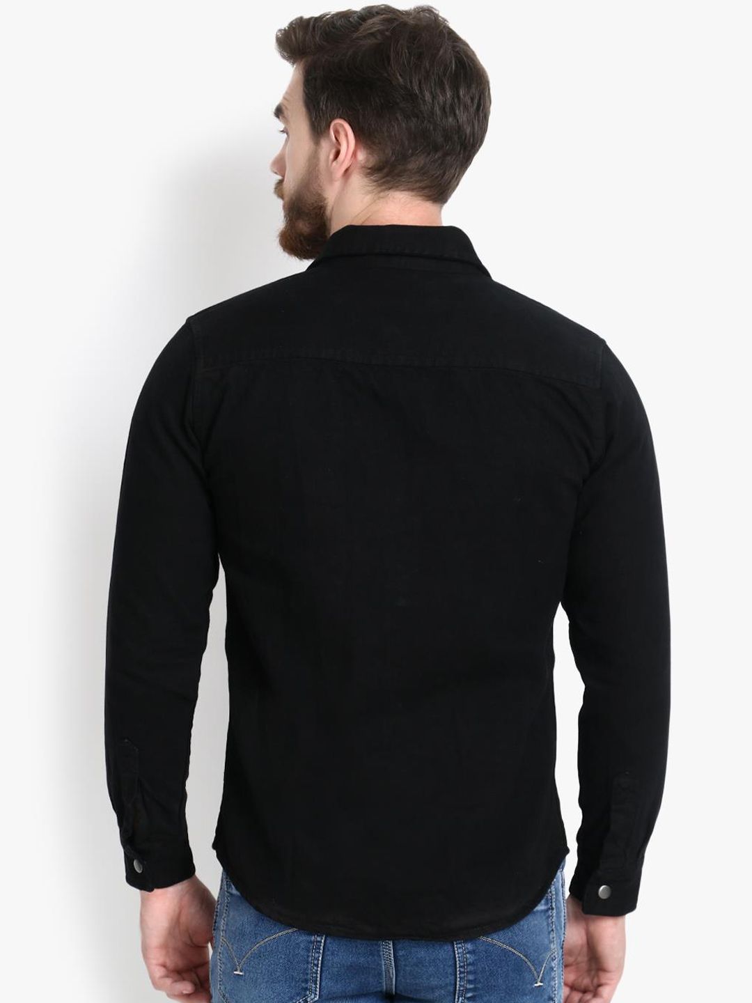 Kotty Men Black Solid Lightweight Denim Jacket