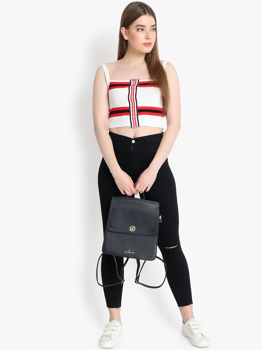 Kotty Women Black Skinny Fit High-Rise Slash Knee Jeans