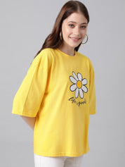 KOTTY Basics Graphic Printed Drop Shoulder Sleeves Oversized T-shirt