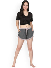 Kotty Women Grey Solid Lounge Shorts KTTSLEEPSHORTS227