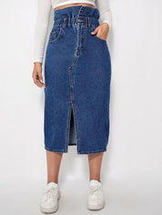 Kotty Denim Pencil Midi Skirt
