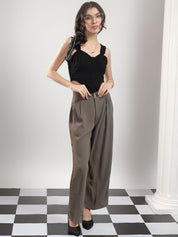 Kotty Women High-Rise Easy Wash Relaxed Fit Pleated Trousers