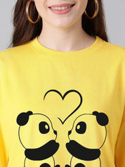 Kotty Graphic Printed Round Neck Drop-Shoulder Sleeves Oversized Fit Cotton T-Shirt