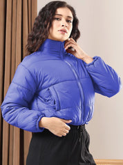 Kotty Women Mock Collar Solid Casual Insulator Puffer Jacket