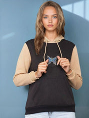 Kotty Women Butterfly Printed Hooded Pullover Sweatshirt