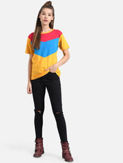 Kotty Women Multicoloured Pack of 2 Colourblocked Round Neck T-shirt