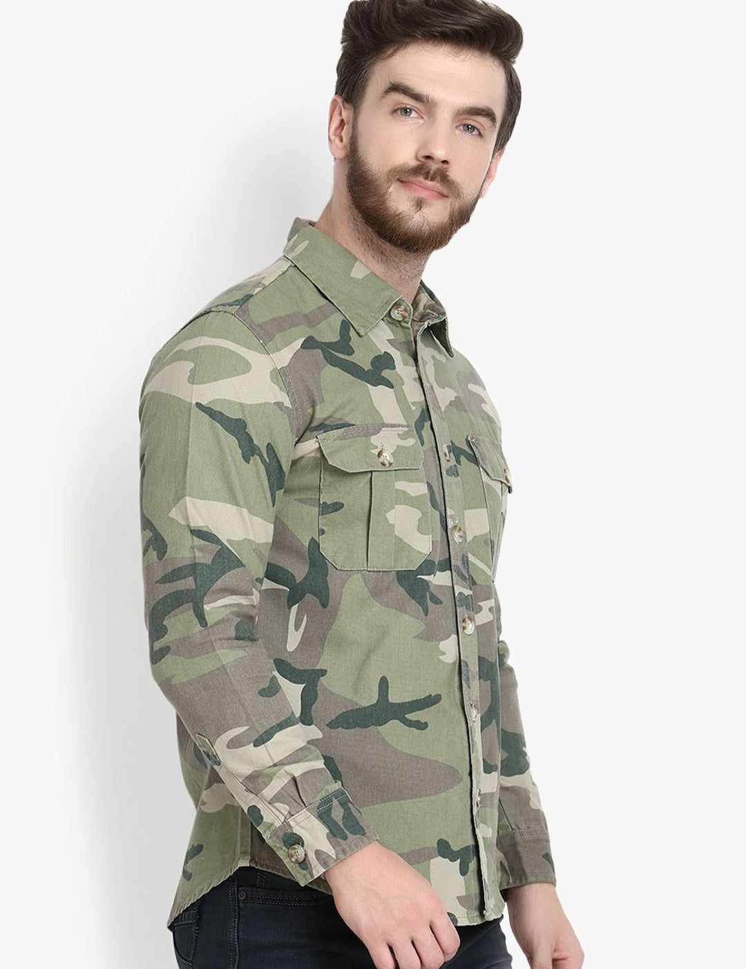 Kotty Men Camouflage Crop Outdoor Denim Jacket