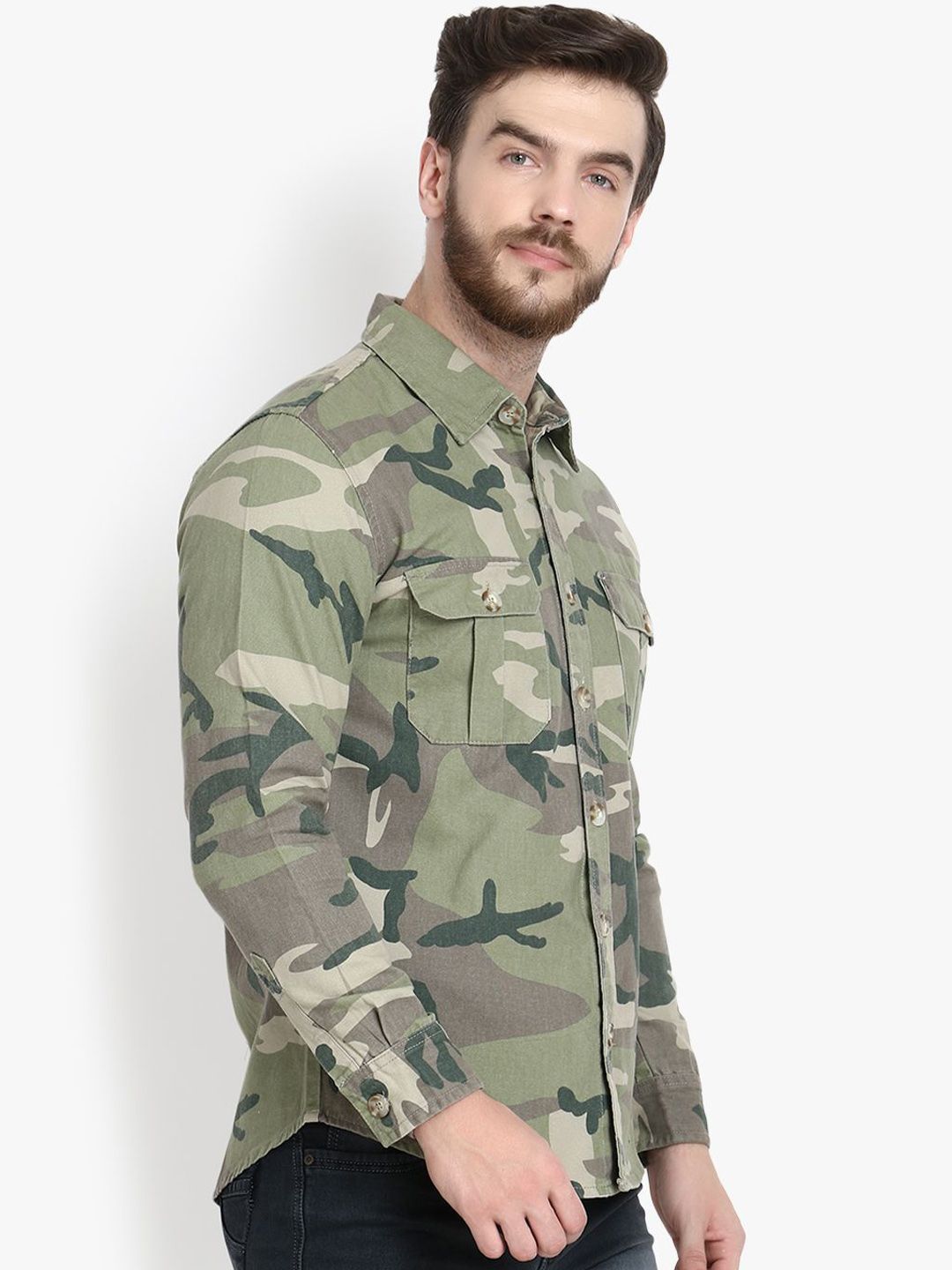 Kotty Men Camouflage Crop Outdoor Denim Jacket