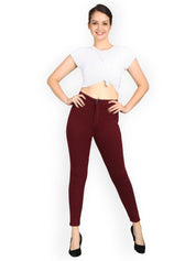 Kotty Women Maroon Skinny Fit High-Rise Clean Look Jeans