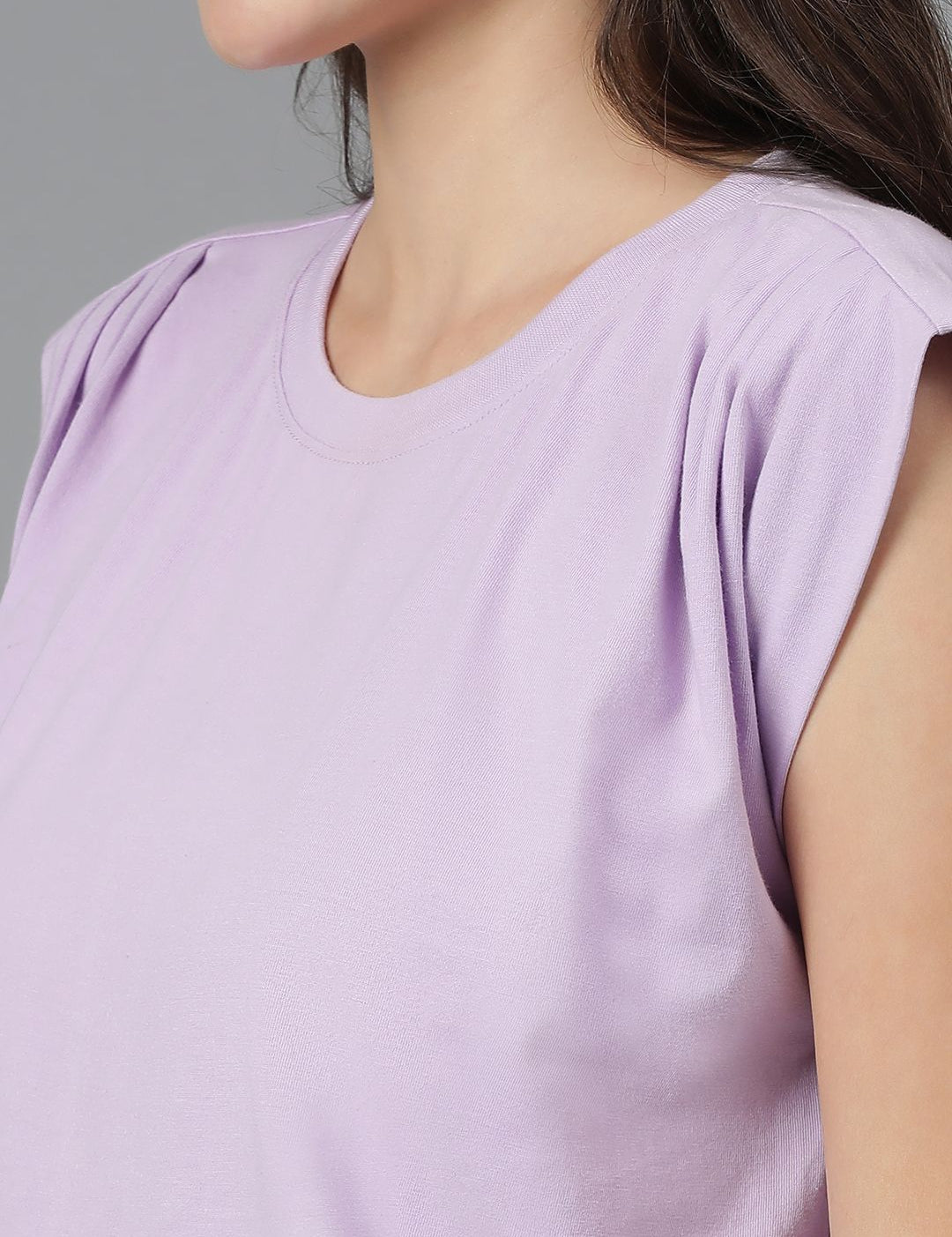 Kotty Purple Cap Sleeves Cotton Casual T-shirt