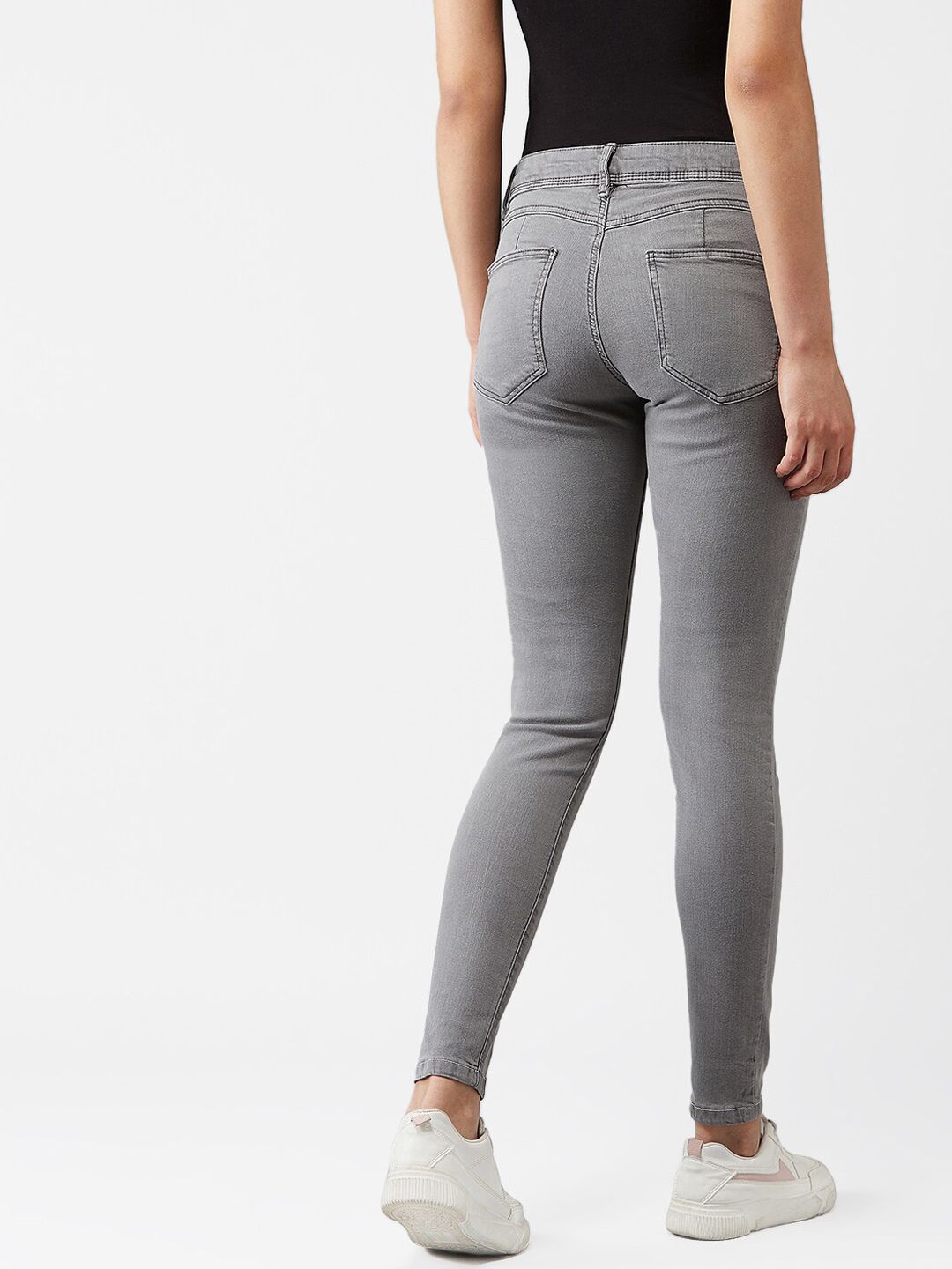 Kotty Women Grey Skinny Fit High-Rise Clean Look Jeans