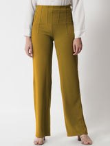 Kotty Women Brown Relaxed Straight Fit High-Rise Easy Wash Pleated Trousers