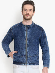 Kotty Men Blue Solid Denim Jacket