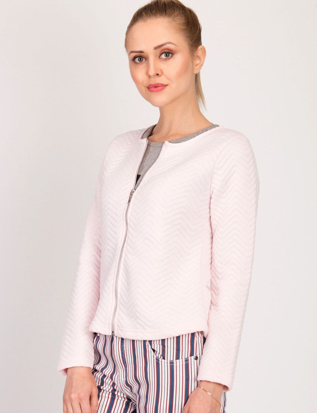 Kotty Women Cream-Coloured Self Design Open Front Jacket