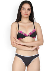 Kotty Women Black & Pink Lingerie Set KTTIW115