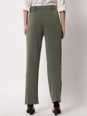 KOTTY BIZwear Women Green Relaxed Straight Leg Straight Fit High-Rise Trousers