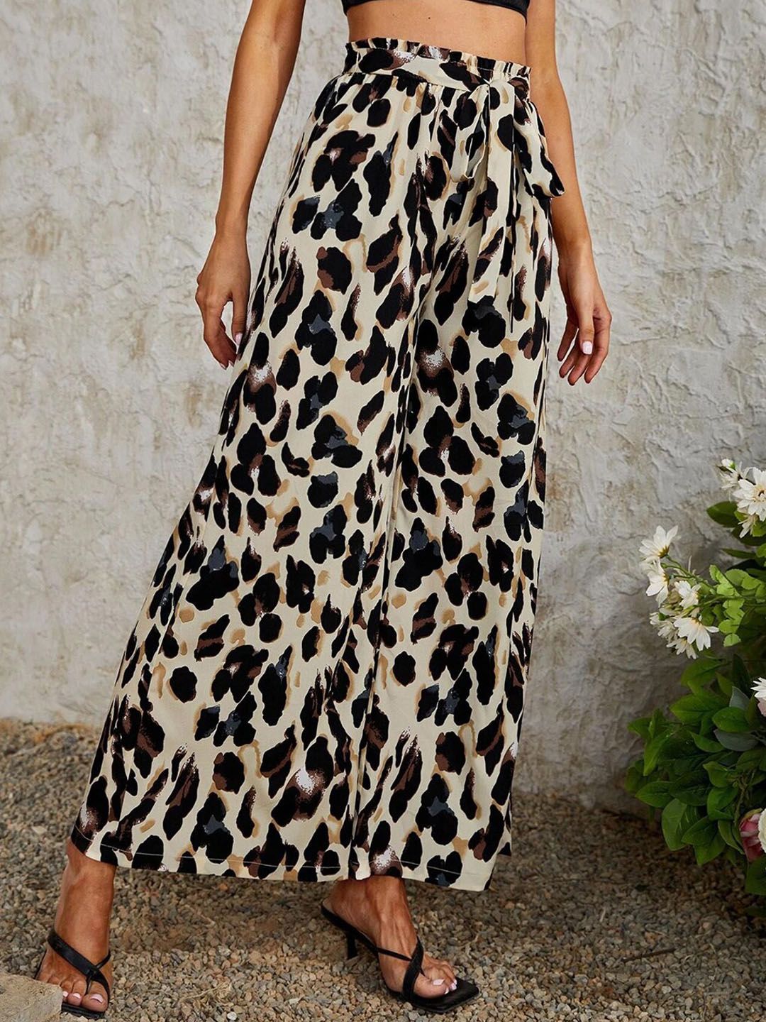 Kotty Women Animal Printed Relaxed High-Rise Easy Wash Trousers