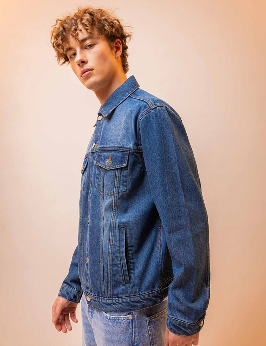 Kotty Spread Collar Long Sleeves Denim Jacket