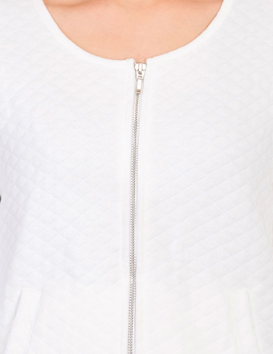 Kotty Women White Self Design Open Front Jacket