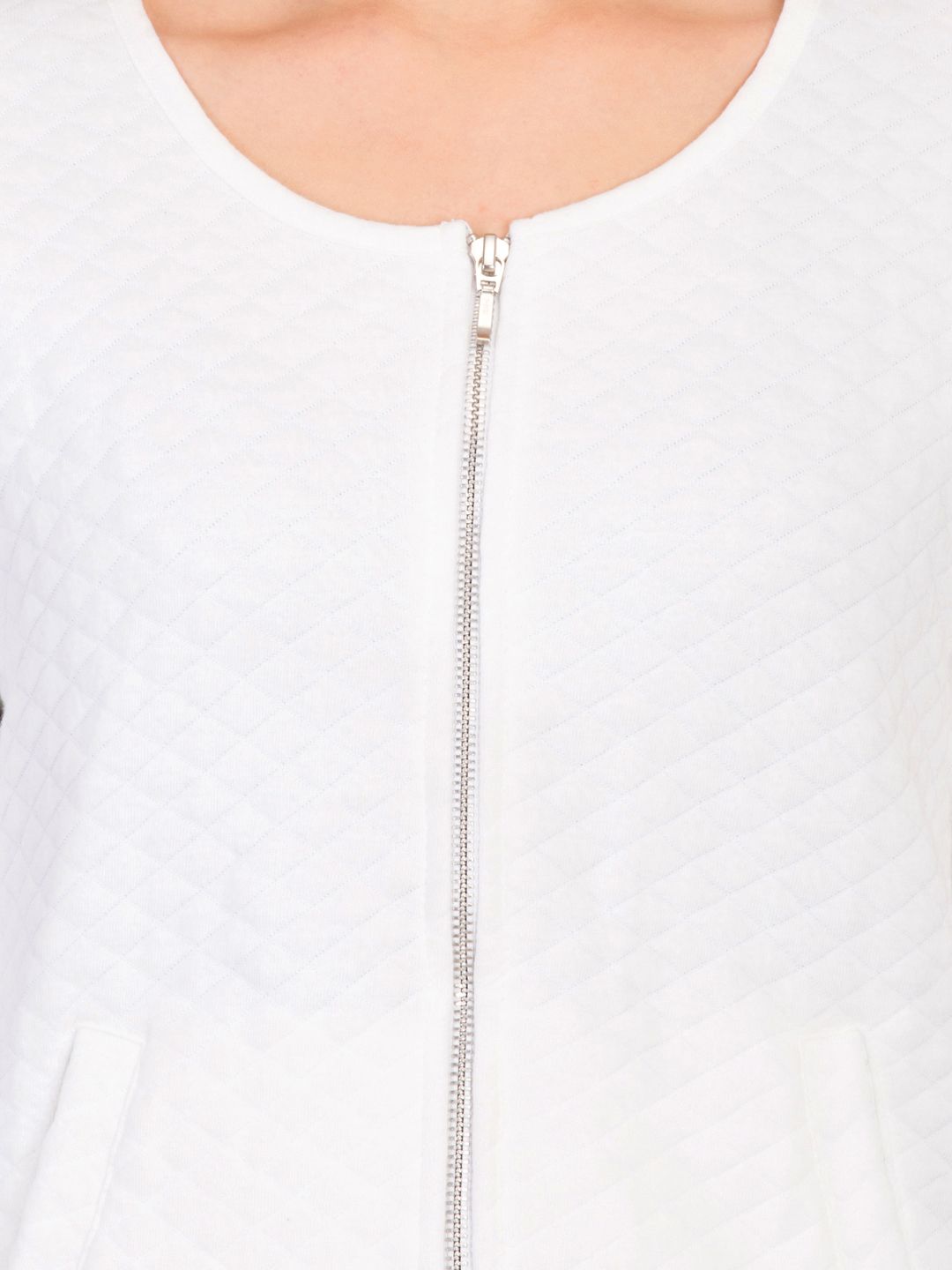 Kotty Women White Self Design Open Front Jacket